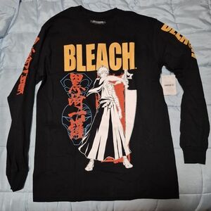 Black BLEACH Graphic Long Sleeve Shirt